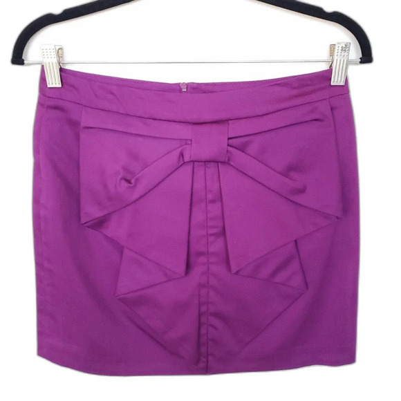 ASOS Design Mini Skirt With Bow Detail Womens Size 6 Purple Cotton Blend Barbie - Picture 1 of 12
